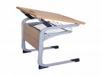 Стол ученический 1-местный (С-каркас) на плоскоовальной трубе с наклонной столешницей